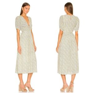 Revolve X Faithfull the Brand Floral Puff Sleeve Patrinico Midi Dress NWT